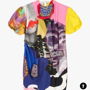 NWT Zara Atelier Jewel Printed Limited Edition Multicolor Puff Sleeve Dress Sz.S